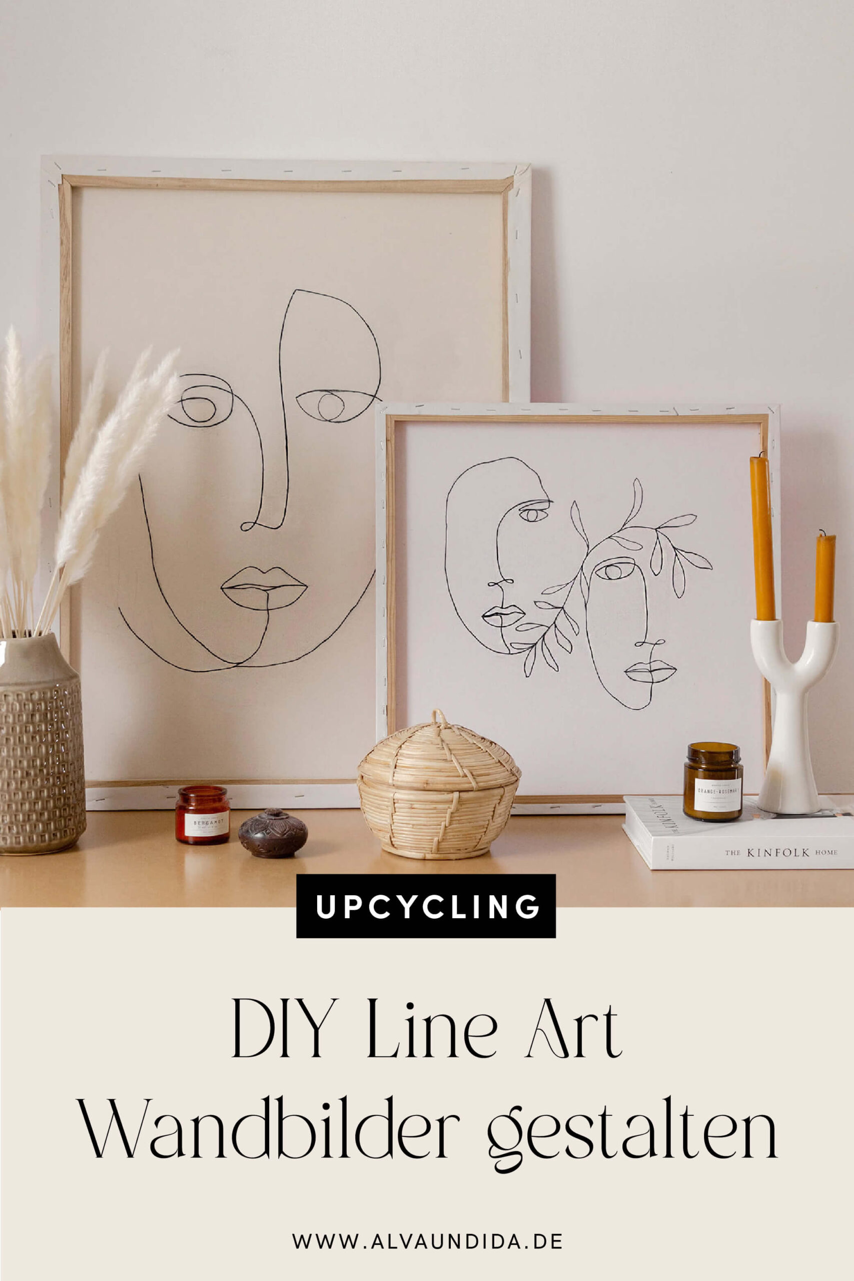Alva & Ida - Upcycling Wandbild mit Line Art gestalten